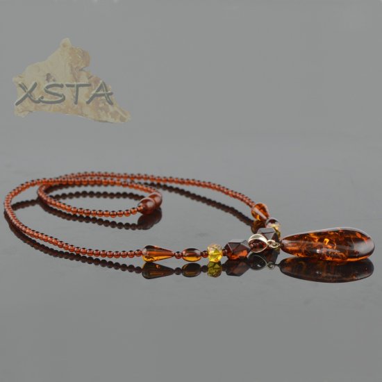 Amber necklace with mix pendant